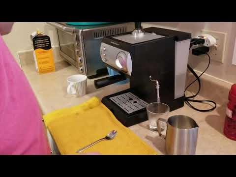 Homemade latte on Hamilton Beach espresso maker