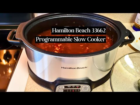 Hamilton Beach 33662 Programmable Slow Cooker with 6 Quart Stovetop-Safe Sear & Cook Crock, Silver